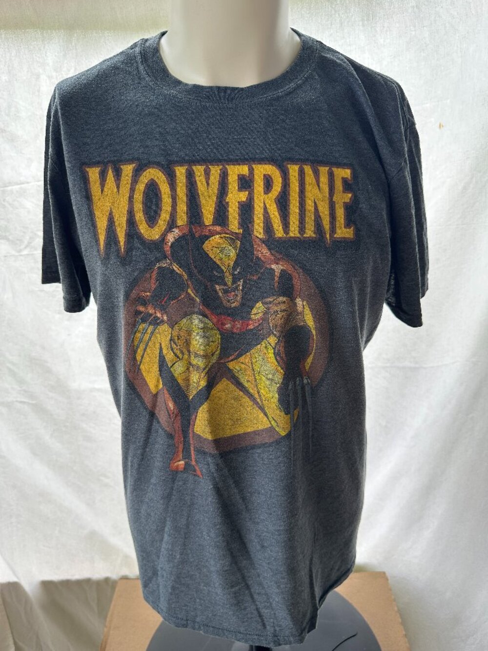 Wolverine Marvel X Men Men's Gray Blue T Shirt Size Large Cotton Polyester